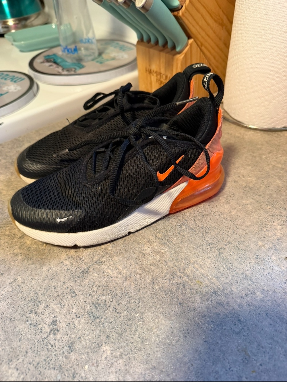 Nike Black Sneakers with Orange Air Heel